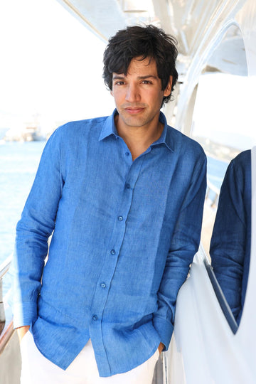 ROYAL BLUE LINEN CHEMISE